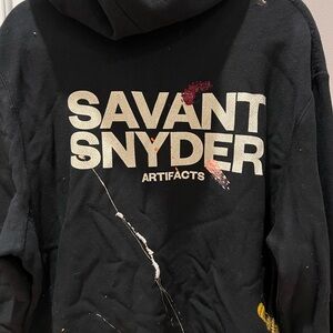 Savant x Todd Snyder Champion Black splatter paint hand knitted Hoodie